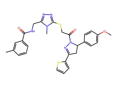 N-[[5-[[2-[4,5-Dihydro-5-(4-methoxyphenyl)-3-(2-thienyl)-1H-pyrazol-1-yl]-2-oxoethyl]thio]-4-methyl-4H-1,2,4-triazol-3-yl]methyl]-3-methylbenzamide structure