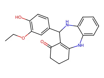 11-(3-ethoxy-4-hydroxyphenyl)-2,3,4,5,10,11-hexahydro-1H-dibenzo[b,e][1,4]diazepin-1-one structure
