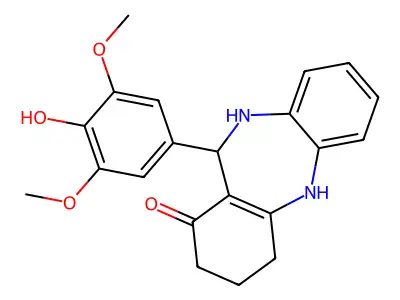 11-(4-hydroxy-3,5-dimethoxyphenyl)-2,3,4,5,10,11-hexahydro-1H-dibenzo[b,e][1,4]diazepin-1-one structure