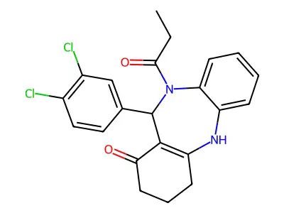 11-(3,4-dichlorophenyl)-10-propanoyl-2,3,4,5,10,11-hexahydro-1H-dibenzo[b,e][1,4]diazepin-1-one structure