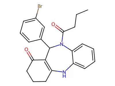 11-(3-bromophenyl)-10-butanoyl-2,3,4,5,10,11-hexahydro-1H-dibenzo[b,e][1,4]diazepin-1-one structure