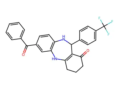 7-(phenylcarbonyl)-11-[4-(trifluoromethyl)phenyl]-2,3,4,5,10,11-hexahydro-1H-dibenzo[b,e][1,4]diazepin-1-one structure