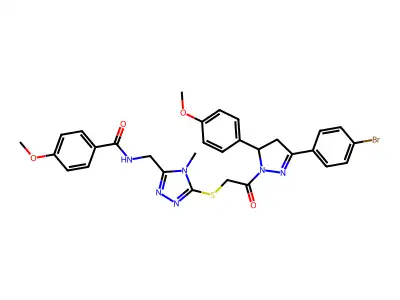 N-{[5-({2-[3-(4-BROMOPHENYL)-5-(4-METHOXYPHENYL)-4,5-DIHYDRO-1H-PYRAZOL-1-YL]-2-OXOETHYL}SULFANYL)-4-METHYL-4H-1,2,4-TRIAZOL-3-YL]METHYL}-4-METHOXYBENZAMIDE structure