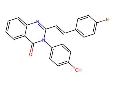 2-[(Z)-2-(4-Bromophenyl)ethenyl]-3-(4-hydroxyphenyl)quinazolin-4-one structure