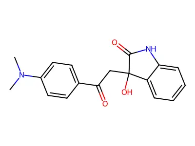 3-{2-[4-(dimethylamino)phenyl]-2-oxoethyl}-3-hydroxy-1,3-dihydro-2H-indol-2-one structure