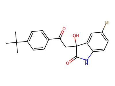 5-bromo-3-[2-(4-tert-butylphenyl)-2-oxoethyl]-3-hydroxy-1,3-dihydro-2H-indol-2-one structure