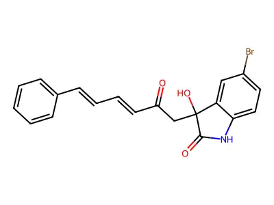 5-bromo-3-hydroxy-3-[(3E,5E)-2-oxo-6-phenylhexa-3,5-dienyl]-1H-indol-2-one structure