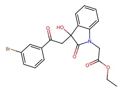 ethyl {3-[2-(3-bromophenyl)-2-oxoethyl]-3-hydroxy-2-oxo-2,3-dihydro-1H-indol-1-yl}acetate structure