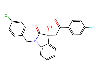 1-(4-chlorobenzyl)-3-[2-(4-fluorophenyl)-2-oxoethyl]-3-hydroxy-1,3-dihydro-2H-indol-2-one structure