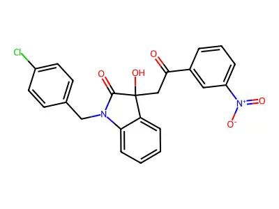 1-(4-chlorobenzyl)-3-hydroxy-3-[2-(3-nitrophenyl)-2-oxoethyl]-1,3-dihydro-2H-indol-2-one structure