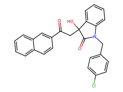 1-[(4-Chlorophenyl)methyl]-3-hydroxy-3-(2-naphthalen-2-yl-2-oxoethyl)indol-2-one structure