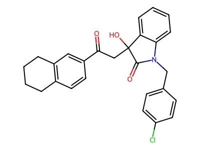 1-(4-chlorobenzyl)-3-hydroxy-3-[2-oxo-2-(5,6,7,8-tetrahydronaphthalen-2-yl)ethyl]-1,3-dihydro-2H-indol-2-one structure