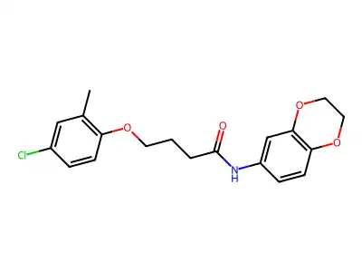 4-(4-chloro-2-methylphenoxy)-N-(2,3-dihydro-1,4-benzodioxin-6-yl)butanamide structure