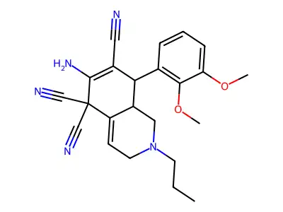 6-amino-8-(2,3-dimethoxyphenyl)-2-propyl-1,3,8,8a-tetrahydroisoquinoline-5,5,7-tricarbonitrile structure
