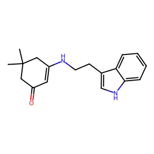 3-[2-(1H-indol-3-yl)ethylamino]-5,5-dimethylcyclohex-2-en-1-one structure