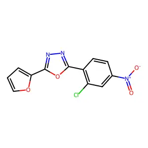2-(2-Chloro-4-nitrophenyl)-5-(furan-2-yl)-1,3,4-oxadiazole structure