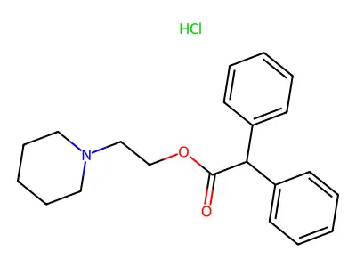 Acetic acid, diphenyl-, 2-piperidinoethyl ester, hydrochloride structure
