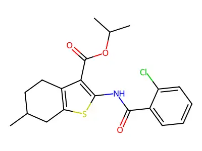 isopropyl 2-[(2-chlorobenzoyl)amino]-6-methyl-4,5,6,7-tetrahydro-1-benzothiophene-3-carboxylate structure