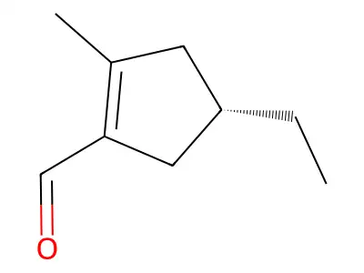 (4S)-4-ethyl-2-methylcyclopentene-1-carbaldehyde structure