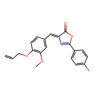4-[4-(allyloxy)-3-methoxybenzylidene]-2-(4-iodophenyl)-1,3-oxazol-5(4H)-one structure