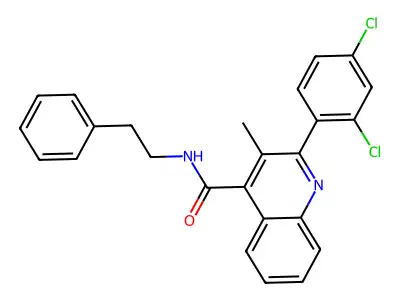 2-(2,4-dichlorophenyl)-3-methyl-N-(2-phenylethyl)quinoline-4-carboxamide structure