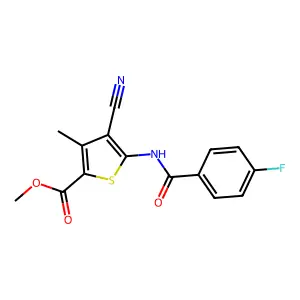 Methyl 4-cyano-5-(4-fluorobenzamido)-3-methylthiophene-2-carboxylate structure