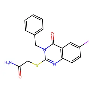 2-[(3-Benzyl-6-iodo-4-oxo-3,4-dihydroquinazolin-2-yl)sulfanyl]acetamide structure