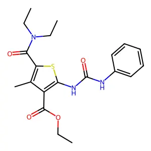 ethyl 5-(diethylcarbamoyl)-4-methyl-2-(phenylcarbamoylamino)thiophene-3-carboxylate structure