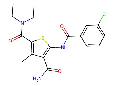 5-[(3-chlorobenzoyl)amino]-2-N,2-N-diethyl-3-methylthiophene-2,4-dicarboxamide structure