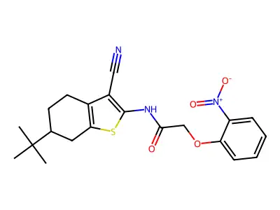 N-(6-tert-butyl-3-cyano-4,5,6,7-tetrahydro-1-benzothien-2-yl)-2-{2-nitrophenoxy}acetamide structure