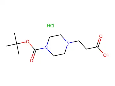 4-(tert-Butoxycarbonyl)-1-(2-carboxyethyl)piperazin-1-ium chloride structure