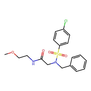 2-[benzyl-(4-chlorophenyl)sulfonylamino]-N-(2-methoxyethyl)acetamide structure