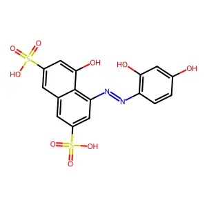 4-((2,4-Dihydroxyphenyl)azo)-5-hydroxynaphthalene-2,7-disulphonic acid structure