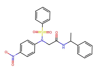 2-[N-(benzenesulfonyl)-4-nitroanilino]-N-(1-phenylethyl)acetamide structure