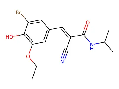 3-(3-bromo-5-ethoxy-4-hydroxyphenyl)-2-cyano-N-(propan-2-yl)prop-2-enamide structure