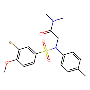 2-(N-(3-bromo-4-methoxyphenyl)sulfonyl-4-methylanilino)-N,N-dimethylacetamide structure