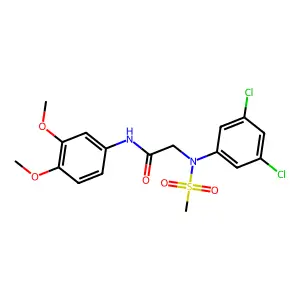 2-(3,5-dichloro-N-methylsulfonylanilino)-N-(3,4-dimethoxyphenyl)acetamide structure