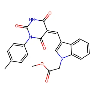 (E)-methyl 2-(3-((2,4,6-trioxo-1-(p-tolyl)tetrahydropyrimidin-5(2H)-ylidene)methyl)-1H-indol-1-yl)acetate structure