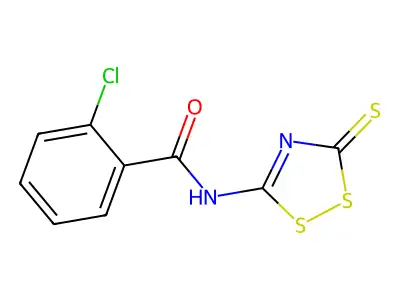 2-chloro-N-(3-thioxo-3H-1,2,4-dithiazol-5-yl)benzenecarboxamide structure