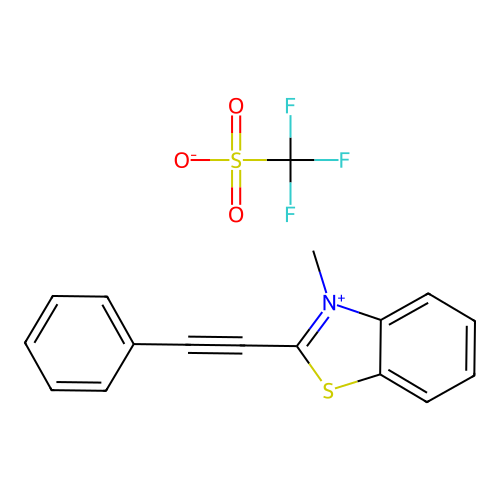 3-Methyl-2-(2-phenylethynyl)-1,3-benzothiazol-3-ium;trifluoromethanesulfonate structure