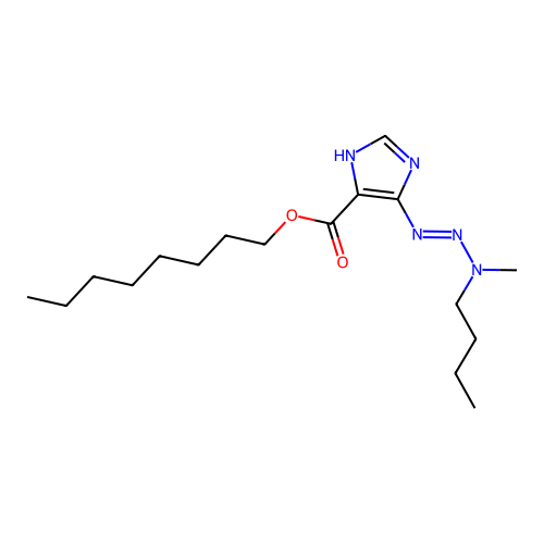 octyl 4-[[butyl(methyl)amino]diazenyl]-1H-imidazole-5-carboxylate structure
