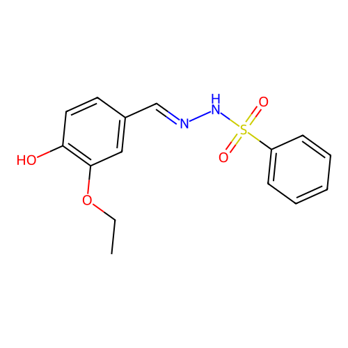 N-[(3-ethoxy-4-hydroxyphenyl)methylideneamino]benzenesulfonamide structure