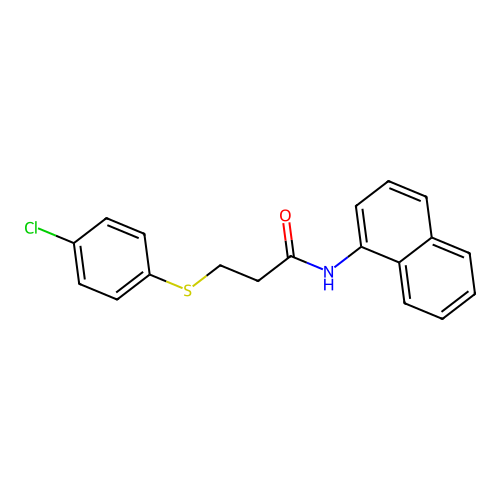 3-(4-chlorophenyl)sulfanyl-N-naphthalen-1-ylpropanamide structure