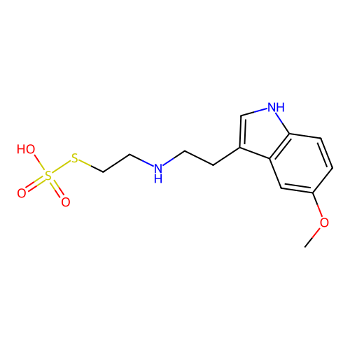 S-(2-((2-(5-methoxy-1H-indol-3-yl)ethyl)amino)ethyl) O-hydrogen sulfothioate structure