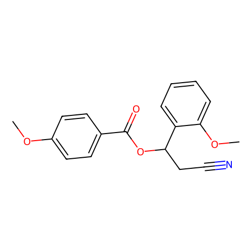 2-Cyano-1-(2-methoxyphenyl)ethyl 4-methoxybenzoate structure