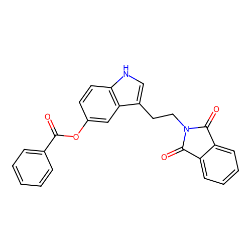 3-[2-(1,3-dioxo-1,3-dihydro-2H-isoindol-2-yl)ethyl]-1H-indol-5-yl benzoate structure