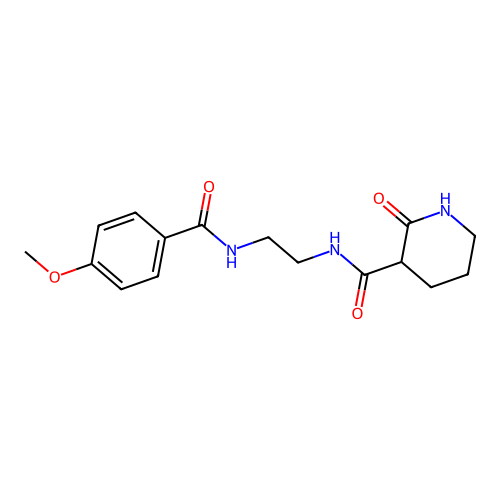 N-(2-(4-methoxybenzamido)ethyl)-2-oxopiperidine-3-carboxamide structure