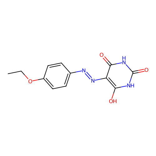 5-[2-(4-ethoxyphenyl)hydrazinylidene]pyrimidine-2,4,6(1H,3H,5H)-trione structure