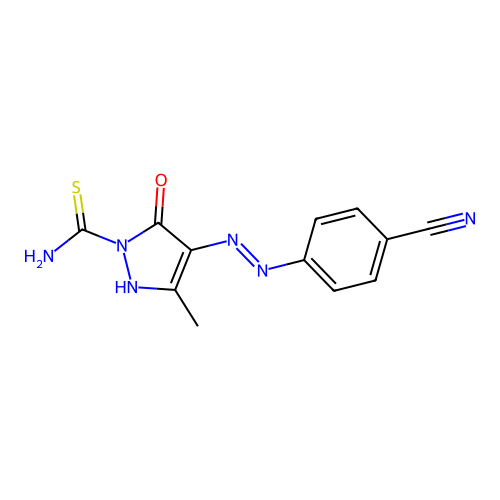 4-[(4-cyanophenyl)hydrazono]-3-methyl-5-oxo-4,5-dihydro-1H-pyrazole-1-carbothioamide structure