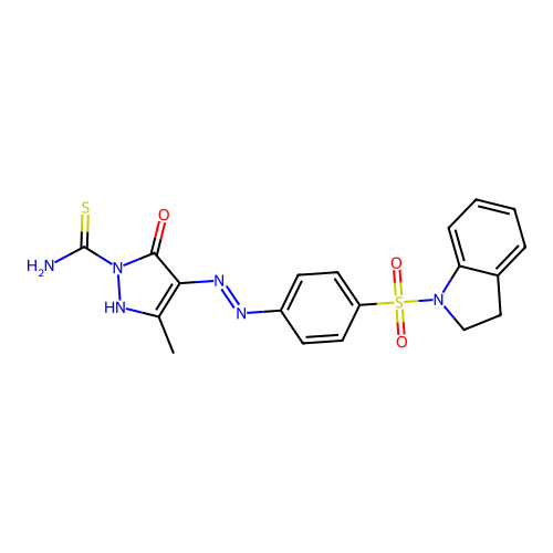 4-{[4-(2,3-dihydro-1H-indol-1-ylsulfonyl)phenyl]hydrazono}-3-methyl-5-oxo-4,5-dihydro-1H-pyrazole-1-carbothioamide structure
